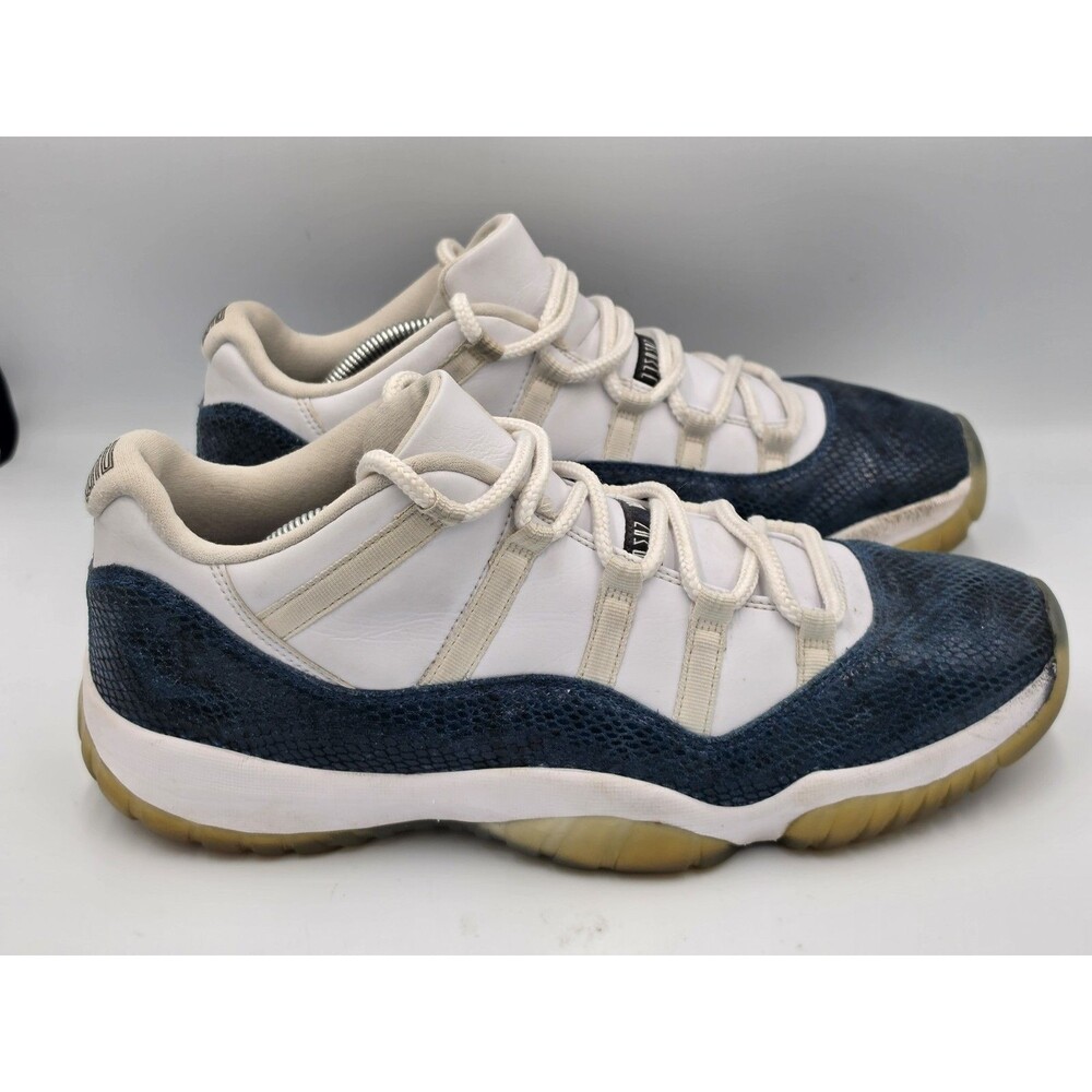 Nike Air Jordan 11 Retro Low Navy Snakeskin White Shoes CD6846-102 Men's Size 13
